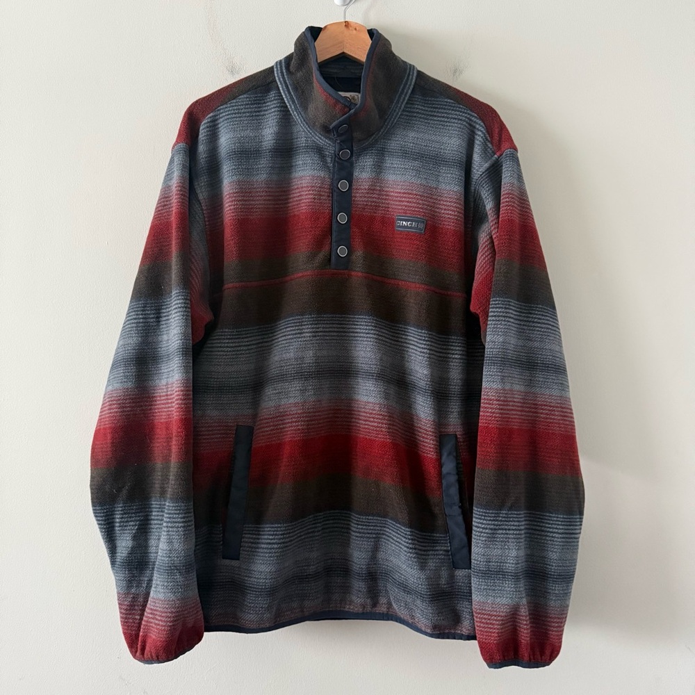 Cinch Printed Polar Fleece Pullover Mens Large Country Western Cowboy 1/4 Snap